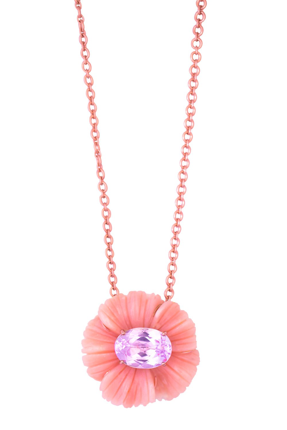 IRENE NEUWIRTH JEWELRY-Tropical Kunzite Flower Necklace-ROSE GOLD
