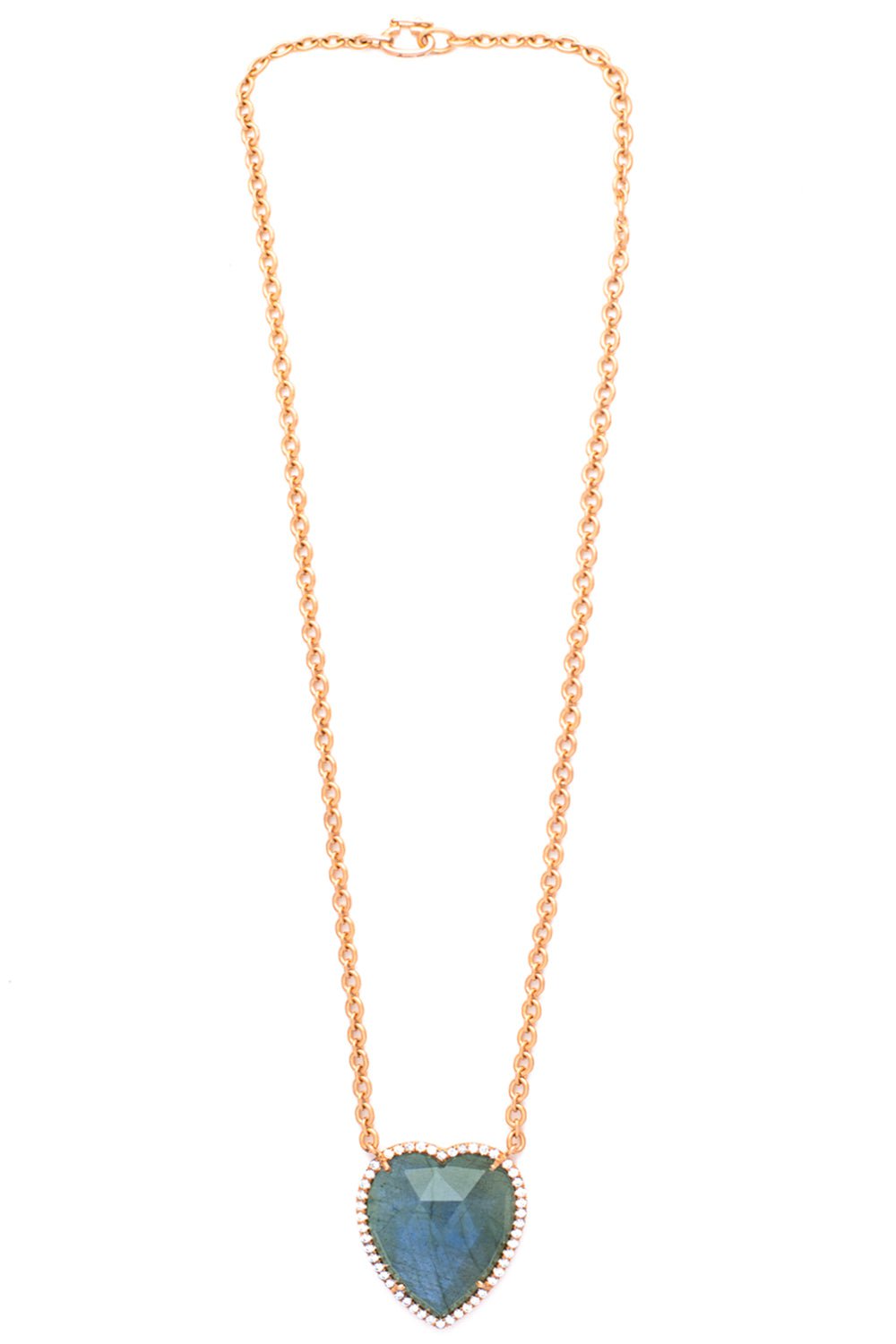 IRENE NEUWIRTH JEWELRY-Labradorite Diamond Heart Necklace-ROSE GOLD