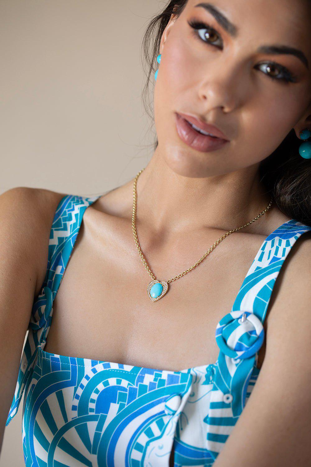 Turquoise and Diamond Heart Necklace | IRENE NEUWIRTH JEWELRY