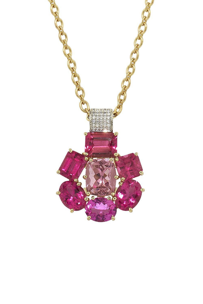 Rubellite Pink Tourmaline Gemmy Gem Floret Necklace