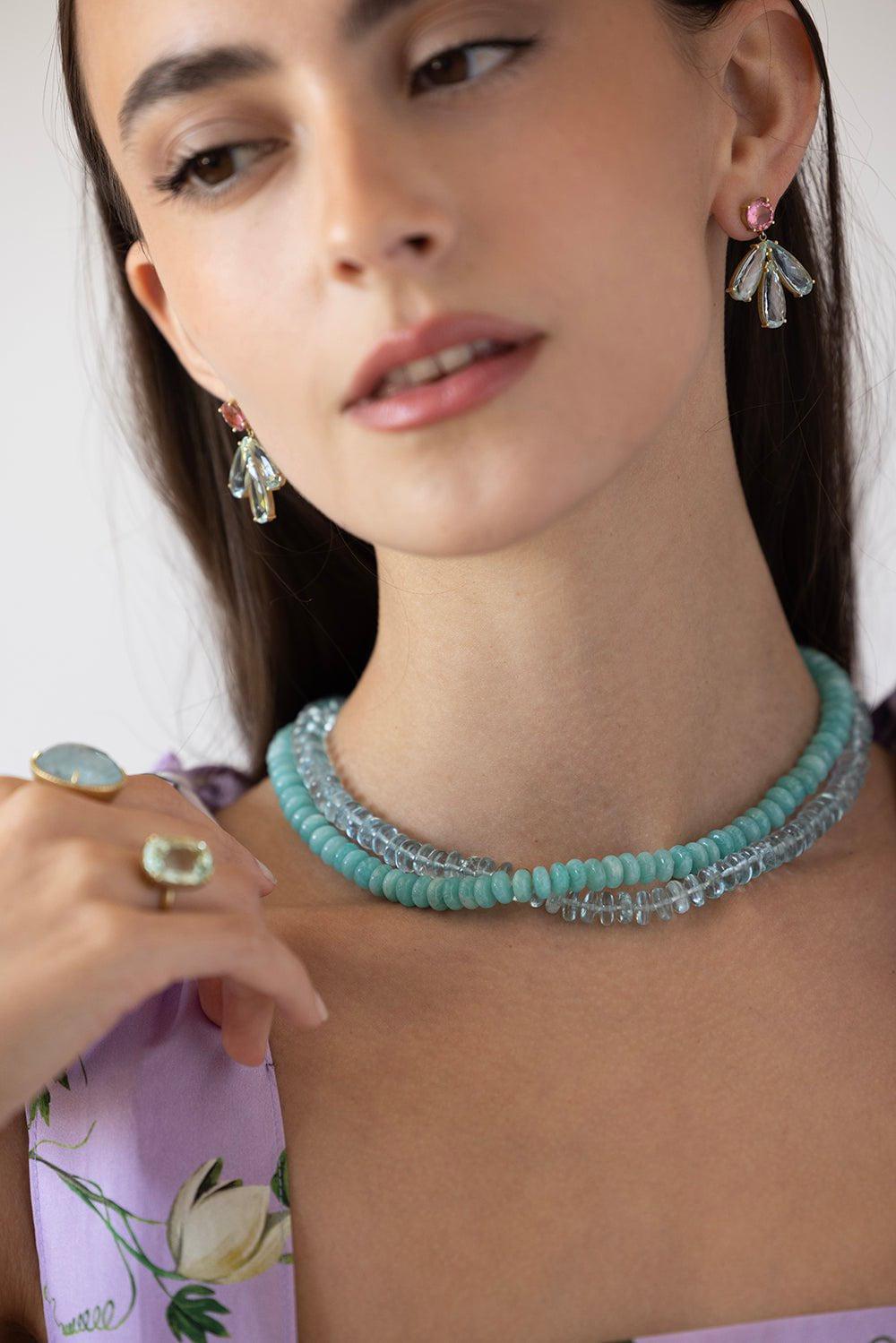 IRENE NEUWIRTH JEWELRY-Amazonite Bead Necklace-YELLOW GOLD