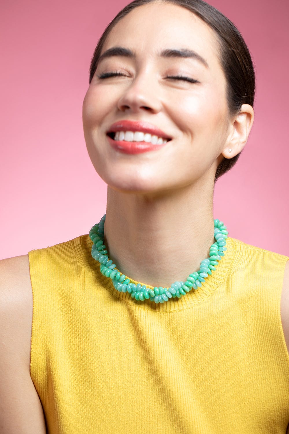 IRENE NEUWIRTH JEWELRY-Amazonite Bead Necklace-YELLOW GOLD