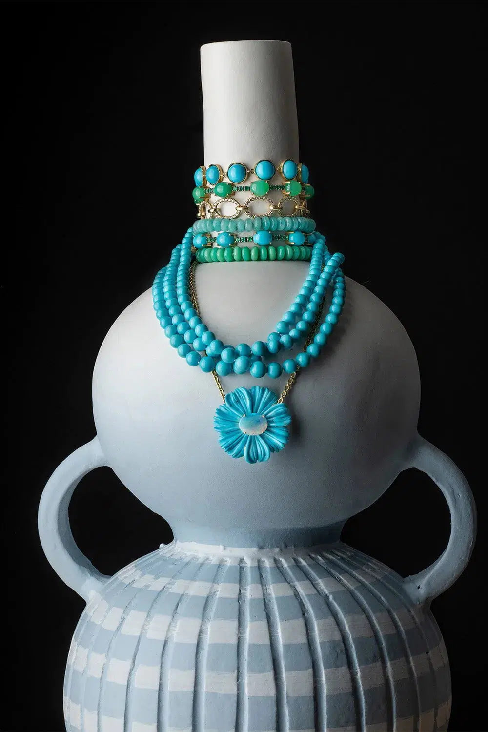 IRENE NEUWIRTH JEWELRY-Amazonite Bead Necklace-YELLOW GOLD