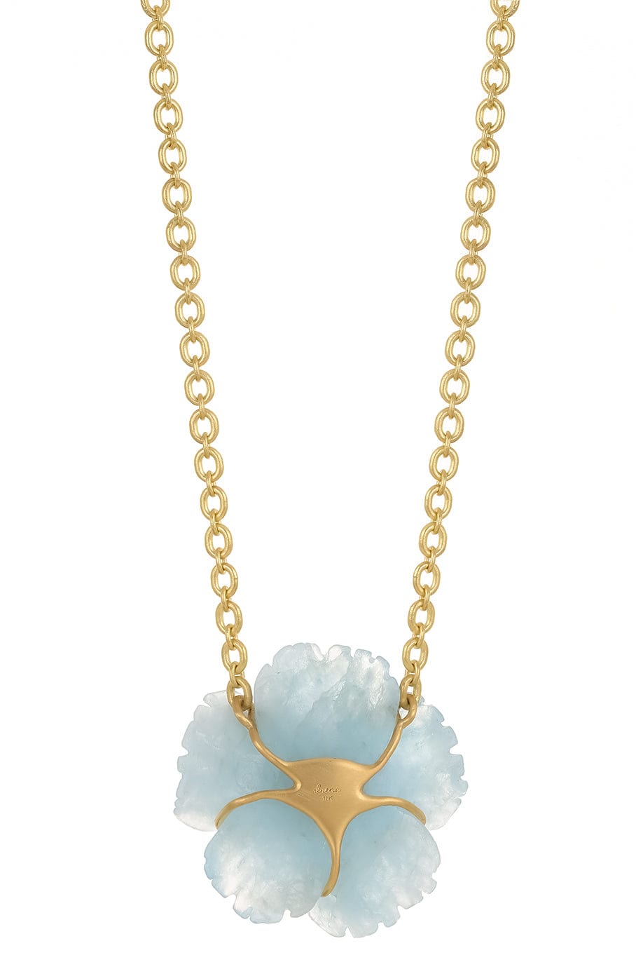 IRENE NEUWIRTH JEWELRY-Aquamarine Tropical Flower Necklace-YELLOW GOLD