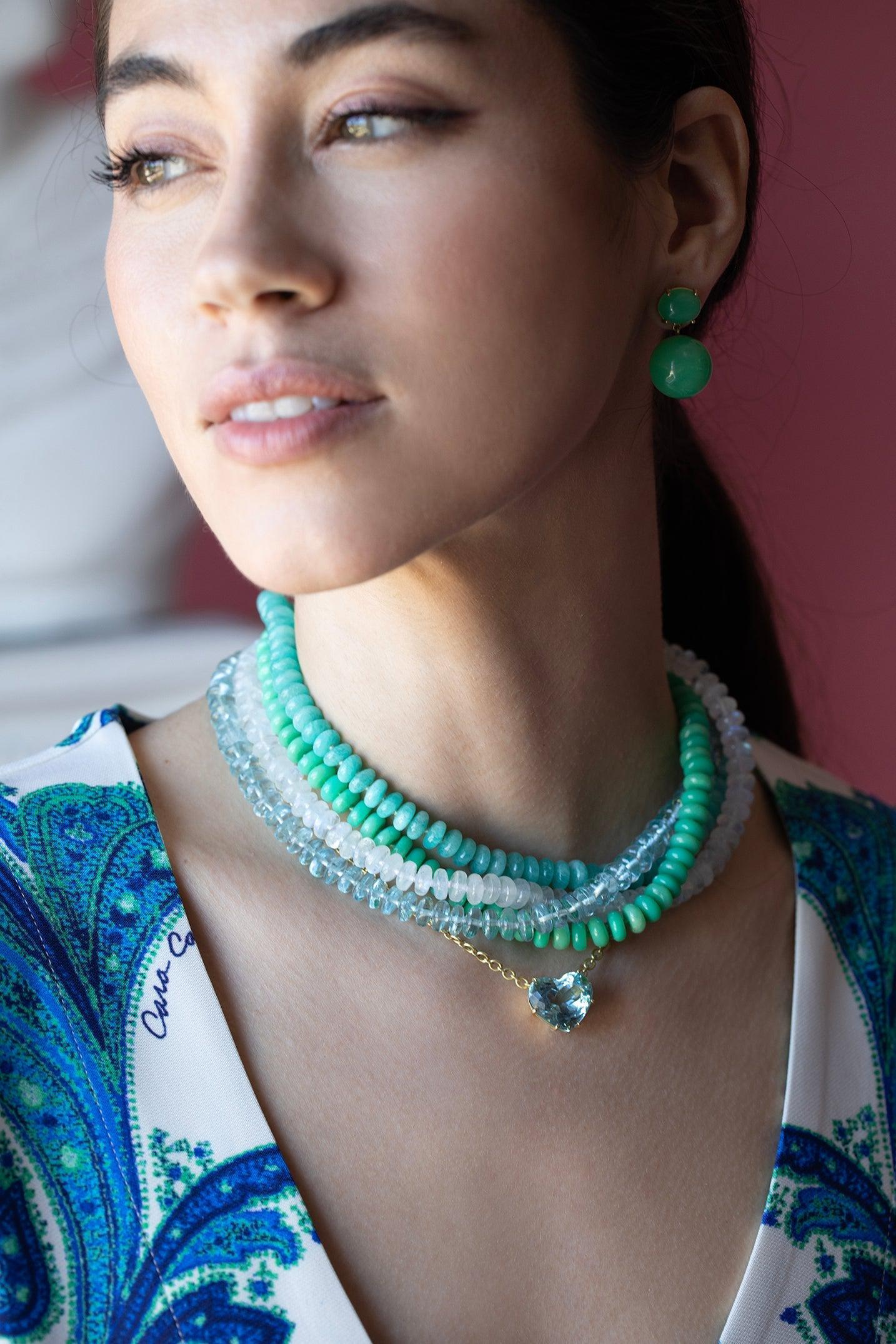 IRENE NEUWIRTH JEWELRY-Chrysoprase Bead Necklace-YELLOW GOLD