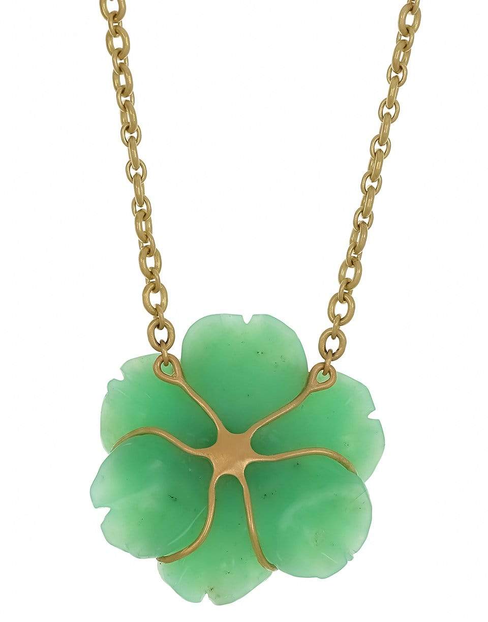 IRENE NEUWIRTH JEWELRY-Chrysoprase Carved Tropical Flower-YELLOW GOLD