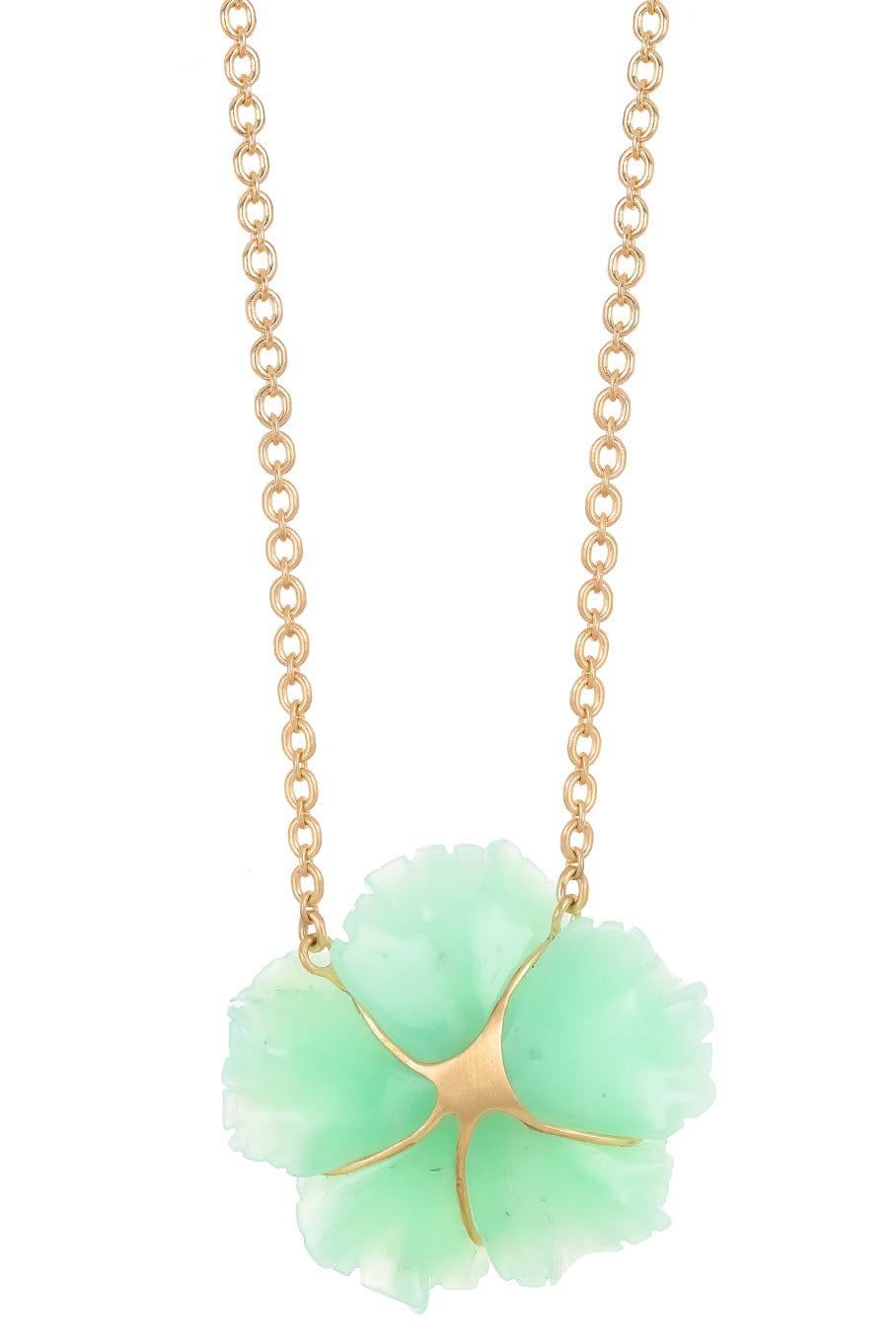IRENE NEUWIRTH JEWELRY-Chrysoprase Tropical Flower Necklace-YELLOW GOLD