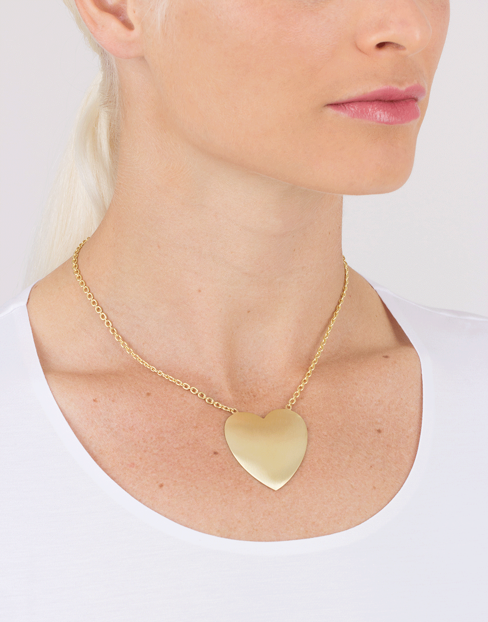 IRENE NEUWIRTH JEWELRY-Extra Large Flat Gold Heart Necklace-YELLOW GOLD
