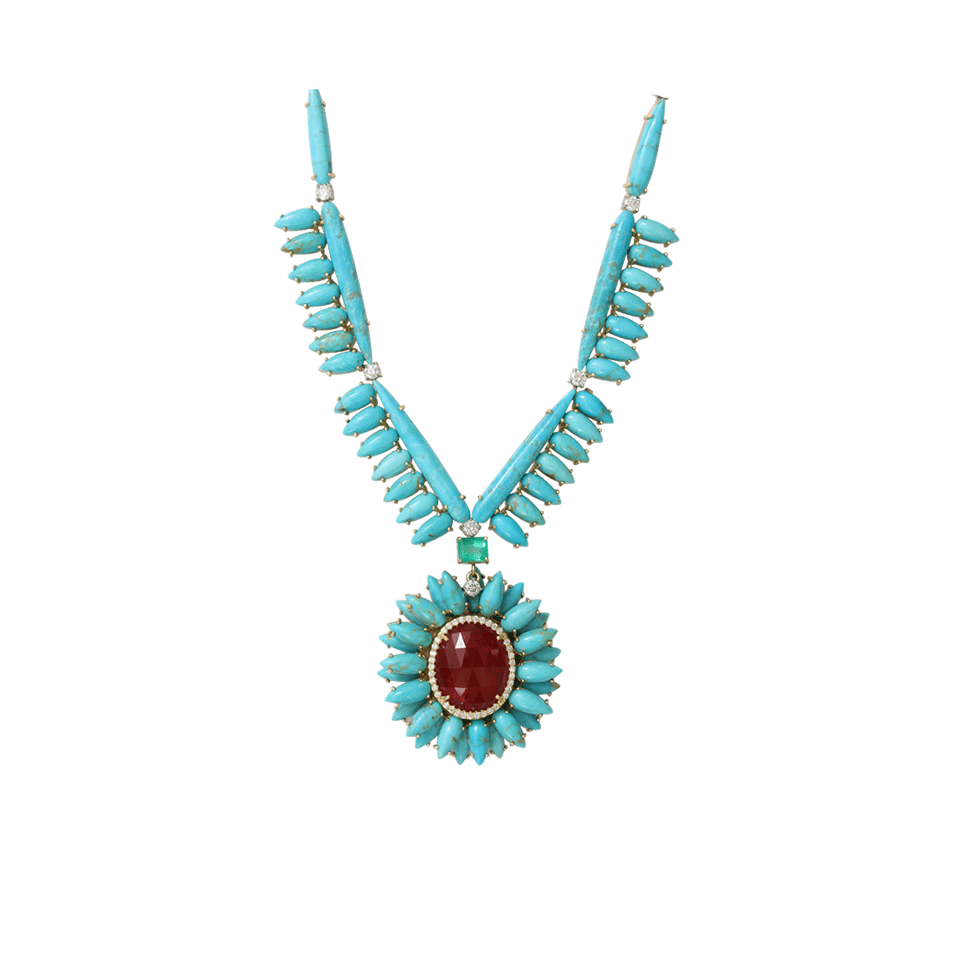 IRENE NEUWIRTH JEWELRY-Kingman Turquoise Necklace-YELLOW GOLD