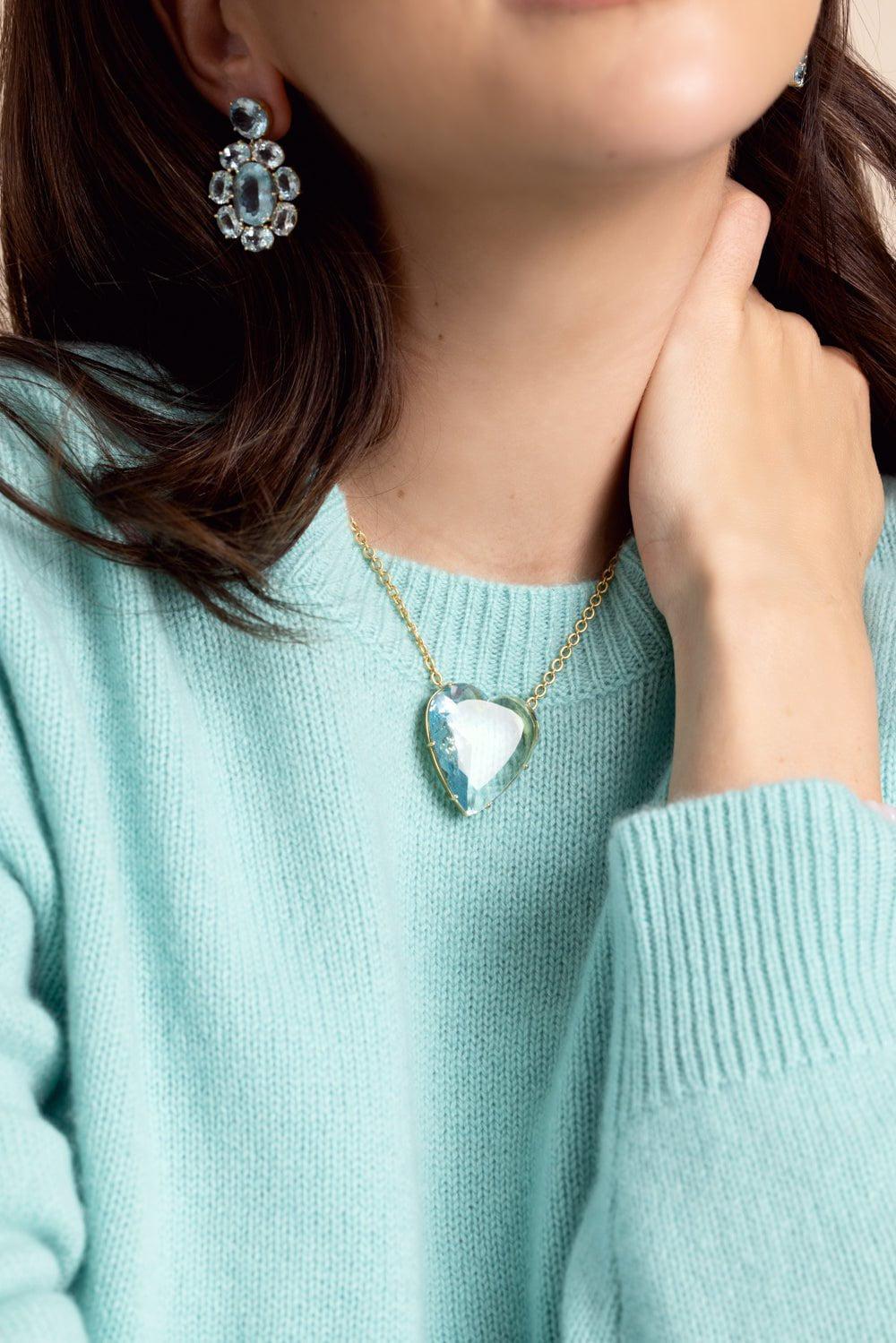 IRENE NEUWIRTH JEWELRY-Love Aquamarine Heart Necklace-YELLOW GOLD
