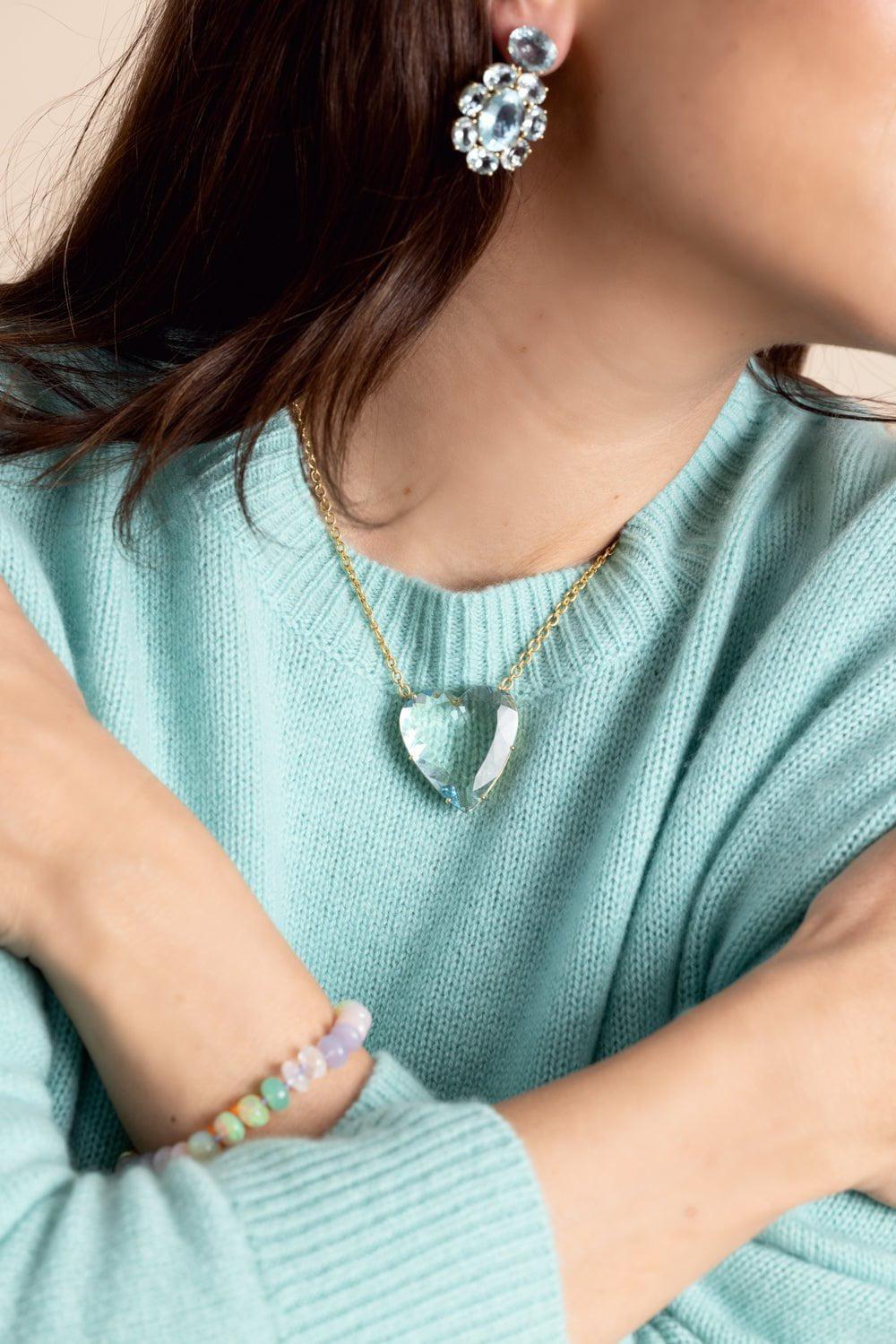 IRENE NEUWIRTH JEWELRY-Love Aquamarine Heart Necklace-YELLOW GOLD