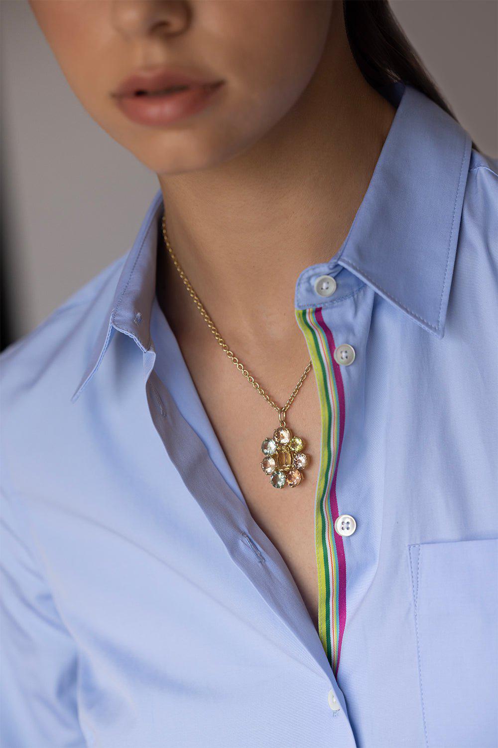 IRENE NEUWIRTH JEWELRY-Multi Tourmaline Pendant Necklace-YELLOW GOLD