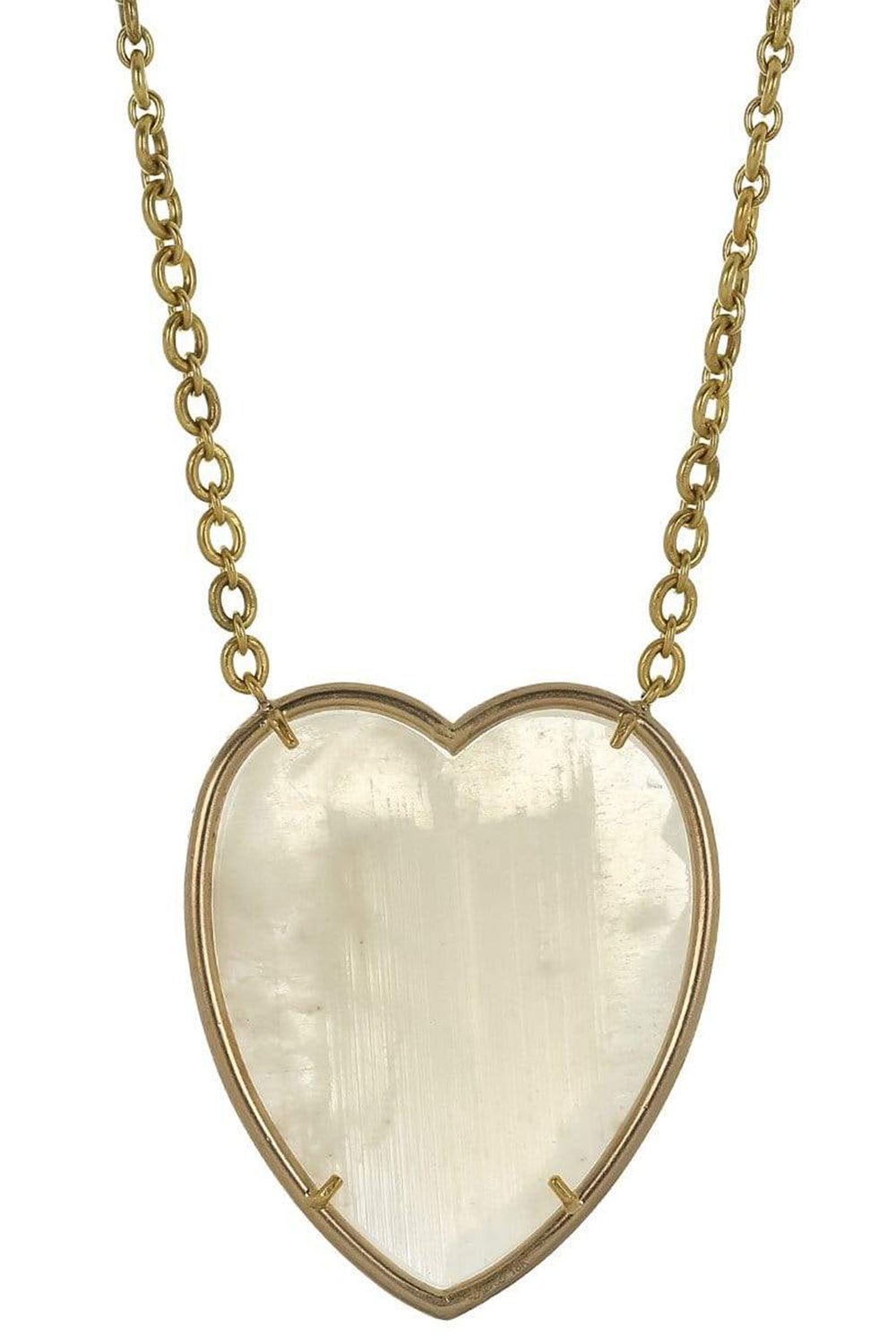 IRENE NEUWIRTH JEWELRY-Rainbow Moonstone and Diamond Heart Necklace-YELLOW GOLD