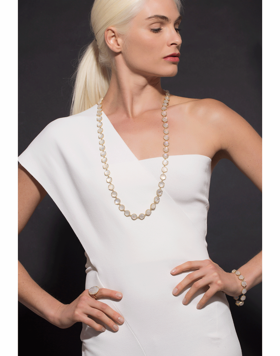 IRENE NEUWIRTH JEWELRY-Rainbow Moonstone Necklace-YELLOW GOLD