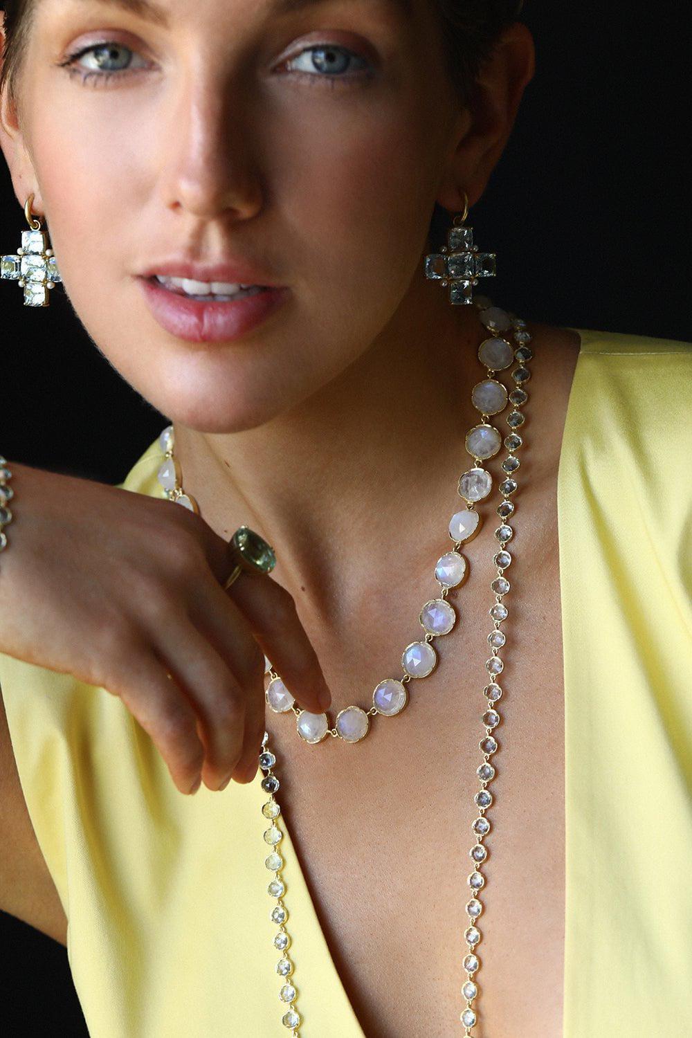 IRENE NEUWIRTH JEWELRY-Rose Cut Rainbow Moonstone Necklace-YELLOW GOLD
