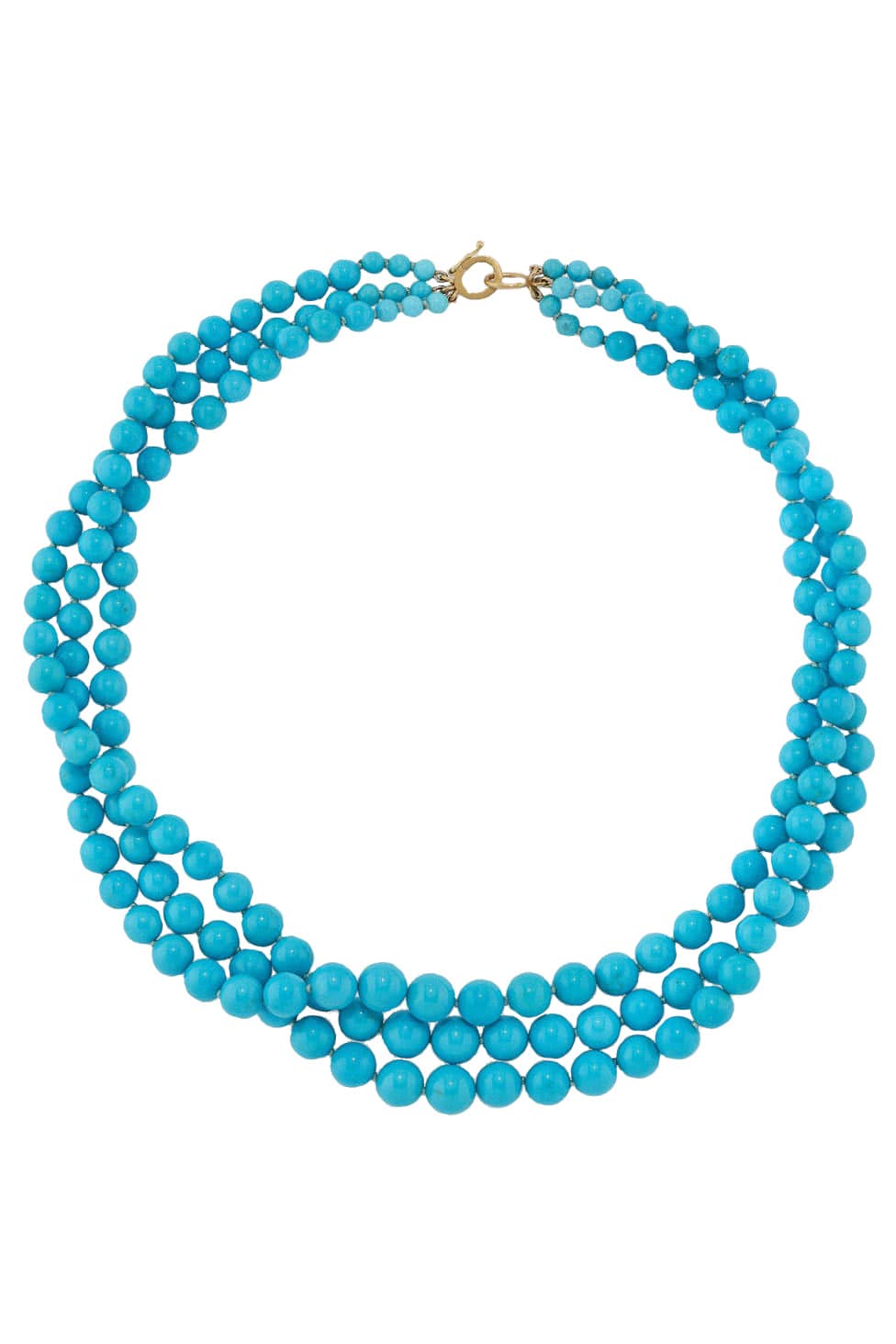 IRENE NEUWIRTH JEWELRY-Triple Strand Turquoise Candy Necklace-YELLOW GOLD