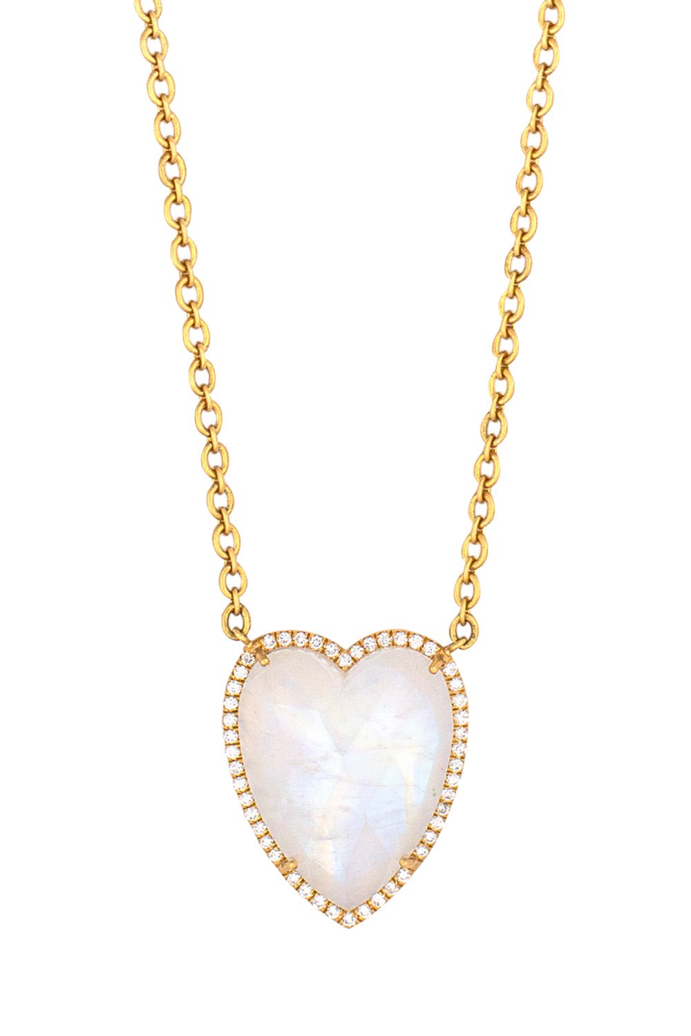 IRENE NEUWIRTH JEWELRY-Moonstone Diamond Heart Necklace-YELLOW GOLD