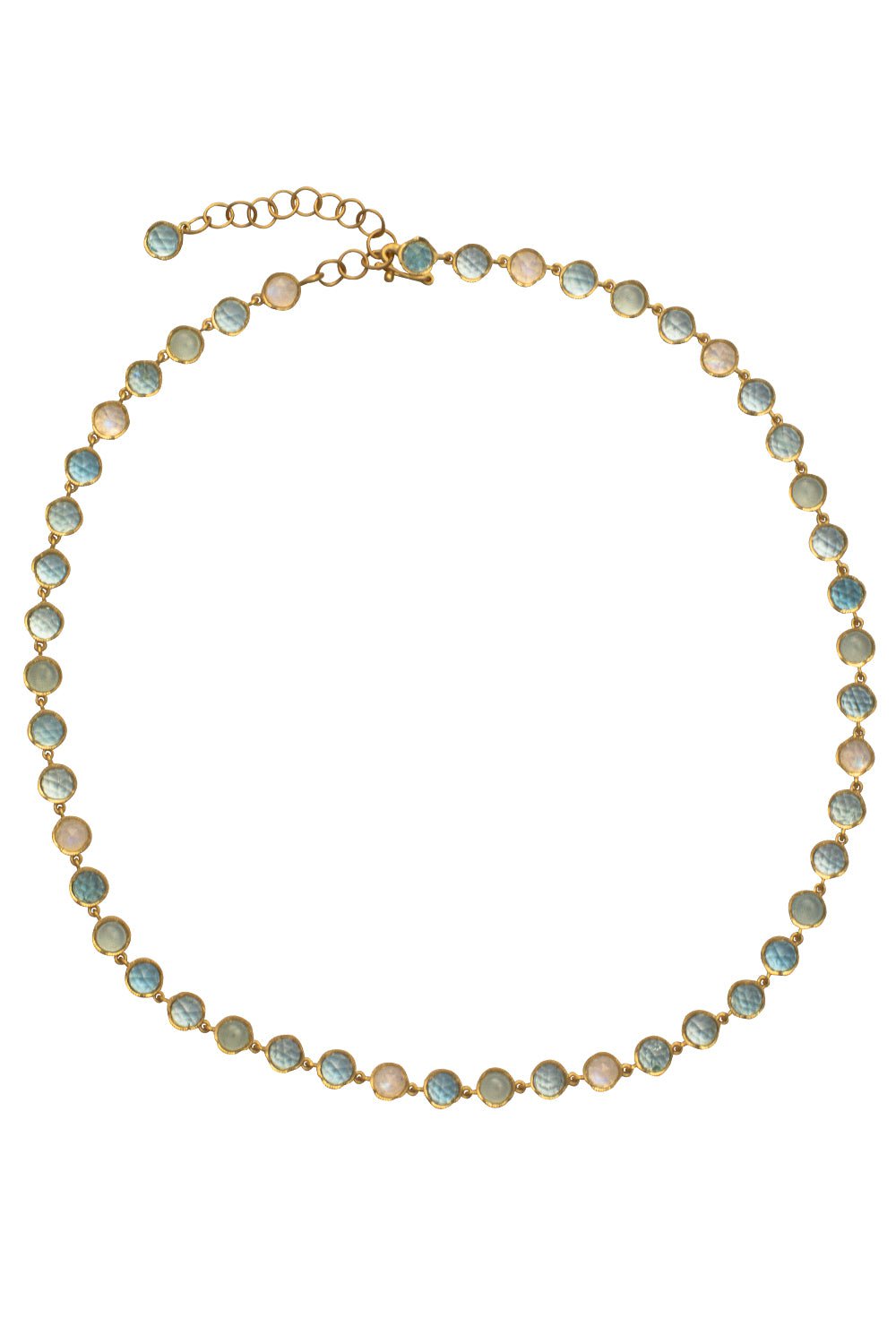 IRENE NEUWIRTH JEWELRY-Small Classic Link Aquamarine Moonstone Necklace-YELLOW GOLD