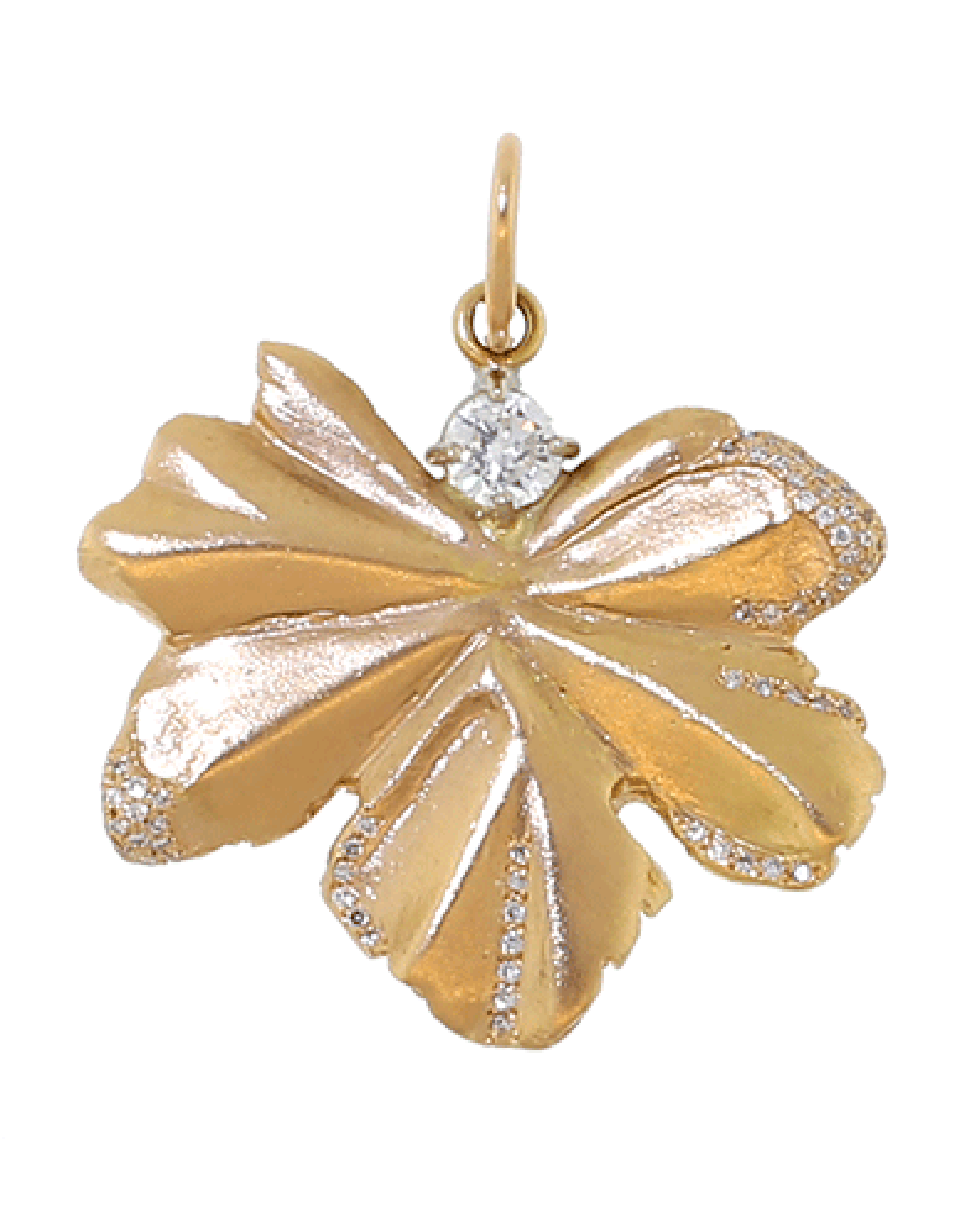 IRENE NEUWIRTH JEWELRY-Gold Leaf And Diamond Pendant-ROSE GOLD