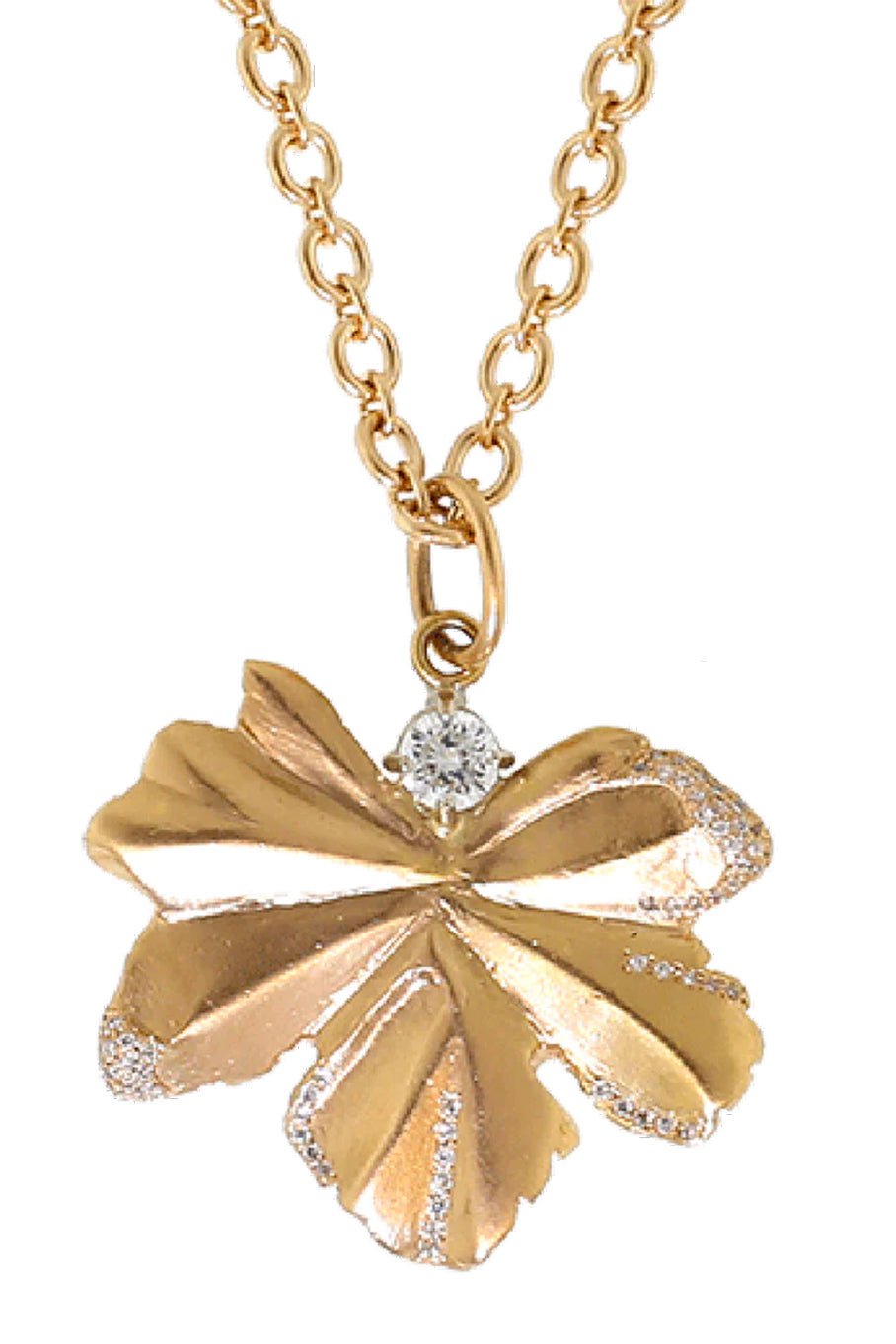 IRENE NEUWIRTH JEWELRY-Gold Leaf And Diamond Pendant-ROSE GOLD