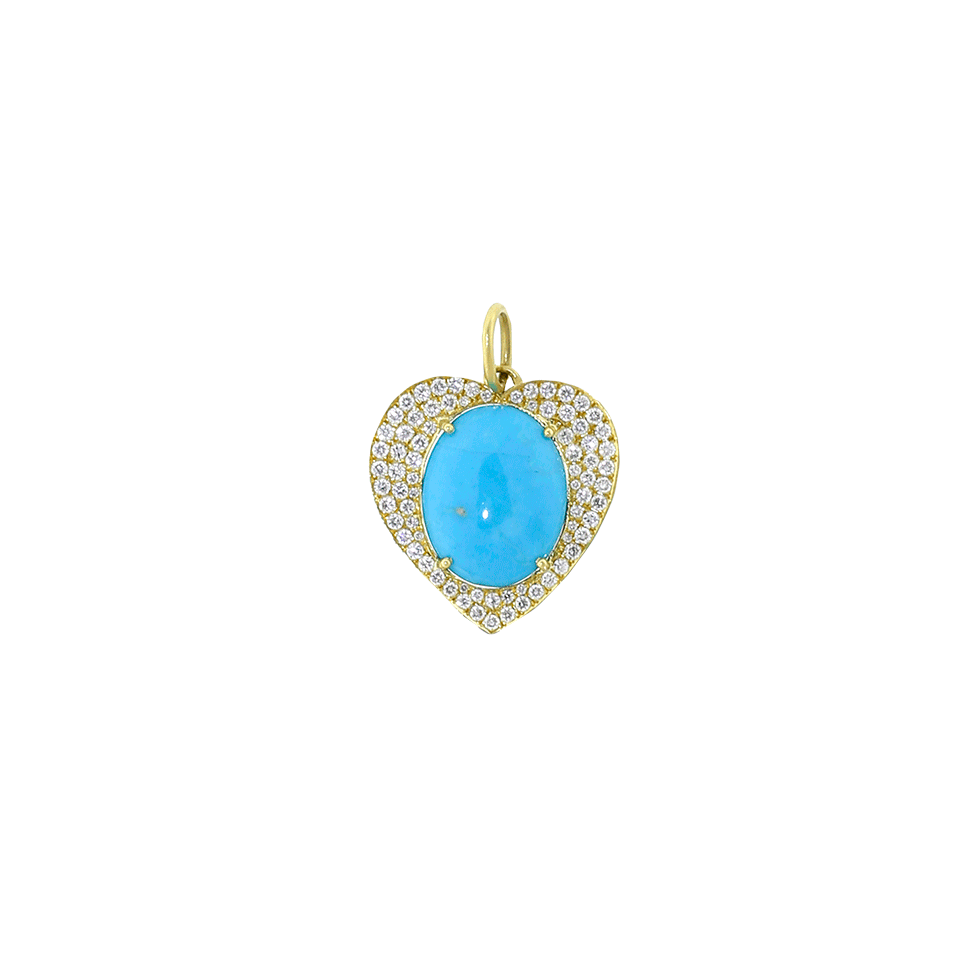 IRENE NEUWIRTH JEWELRY-Turquoise And Diamond Pave Heart Charm-YELLOW GOLD