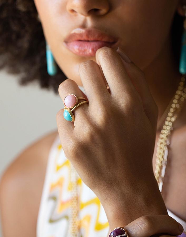 IRENE NEUWIRTH JEWELRY-Rose Cut Pink Opal Ring-ROSE GOLD