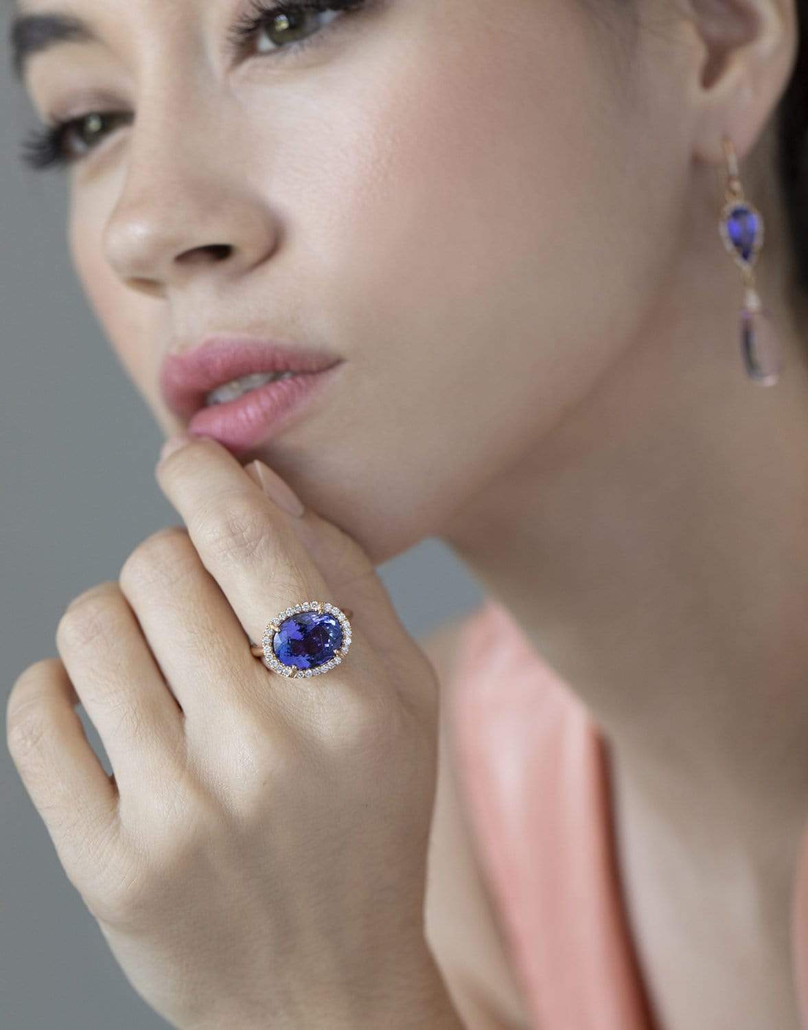 IRENE NEUWIRTH JEWELRY-Gemmy Gem Tanzanite and Diamond Ring-ROSE GOLD