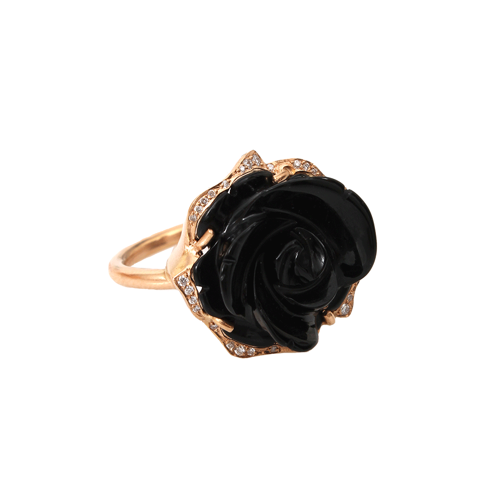 IRENE NEUWIRTH JEWELRY-Limited Edition Carved Black Onyx Flower Ring-ROSE GOLD