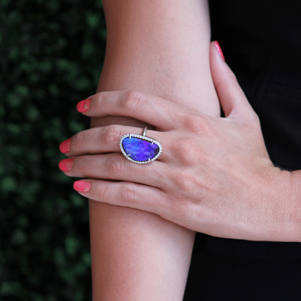 IRENE NEUWIRTH JEWELRY-Boulder Opal Diamond Ring-WHITE GOLD