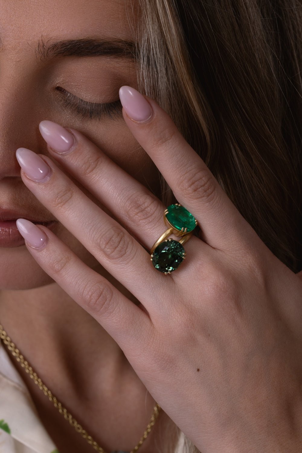 IRENE NEUWIRTH JEWELRY-Gemmy Gem Double Prong Emerald Ring-YELLOW GOLD