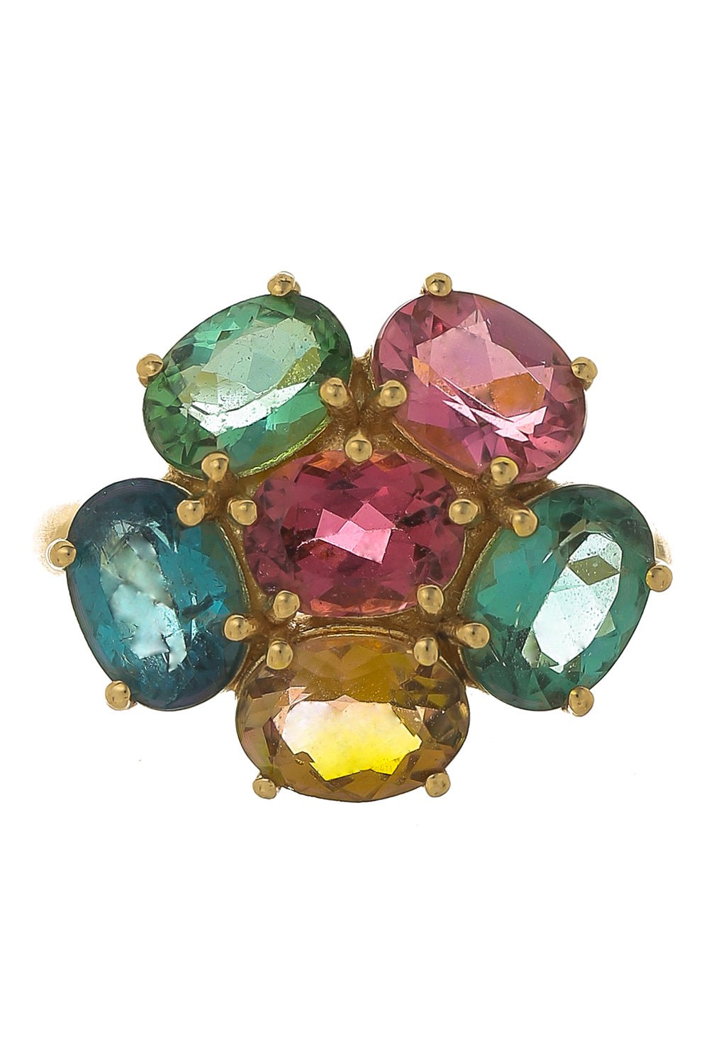 IRENE NEUWIRTH JEWELRY-Gemmy Gem Tourmaline Flower Ring-YELLOW GOLD