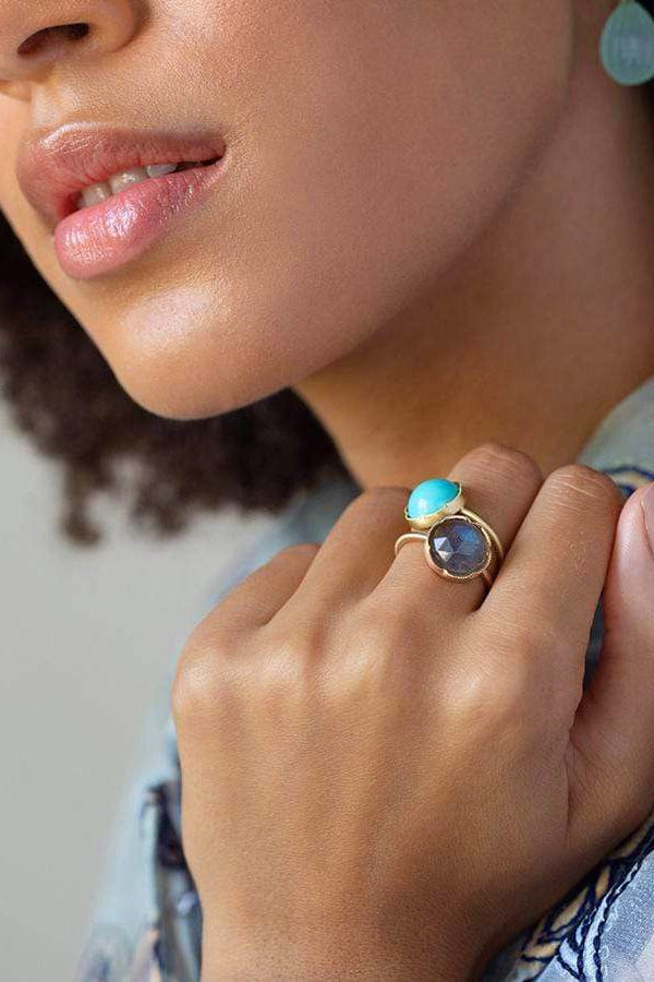 IRENE NEUWIRTH JEWELRY-Kingman Turquoise Ring-YELLOW GOLD
