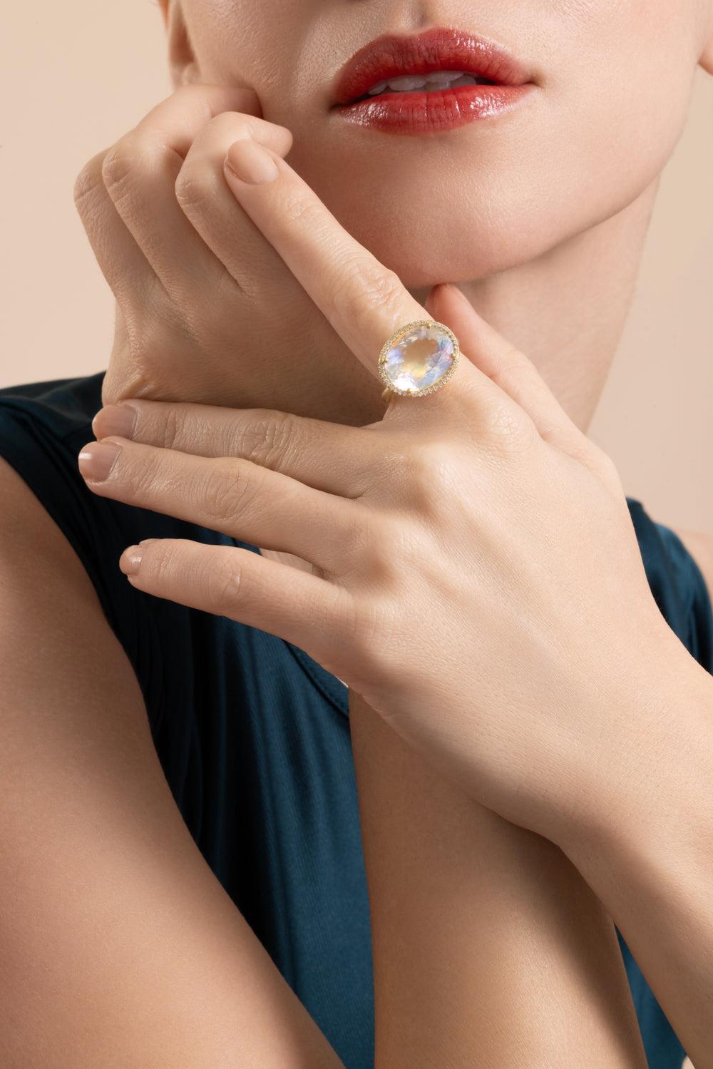 Diamond Rainbow Moonstone Gemmy Gem Ring-YELLOW GOLD-6.75-JEWELRYFINE JEWELRING-IRENE NEUWIRTH JEWELRY