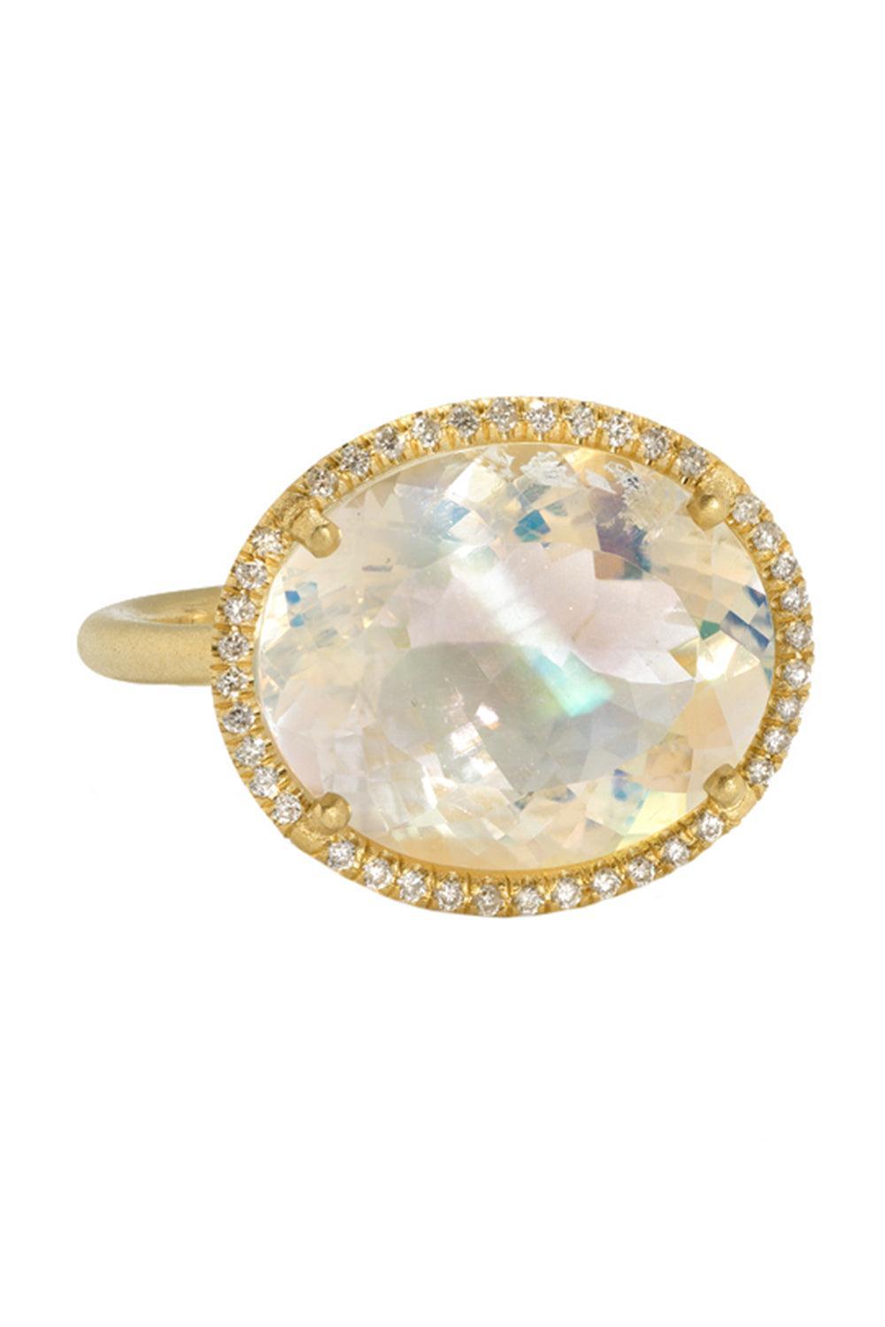Diamond Rainbow Moonstone Gemmy Gem Ring
