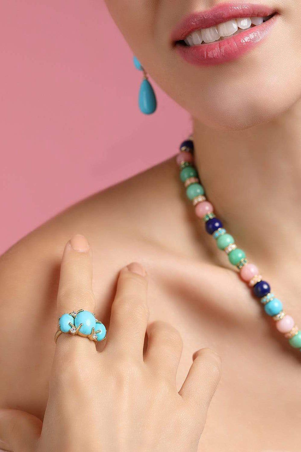 IRENE NEUWIRTH JEWELRY-Gemmy Gem Oval Kingman Turquoise Ring-YELLOW GOLD