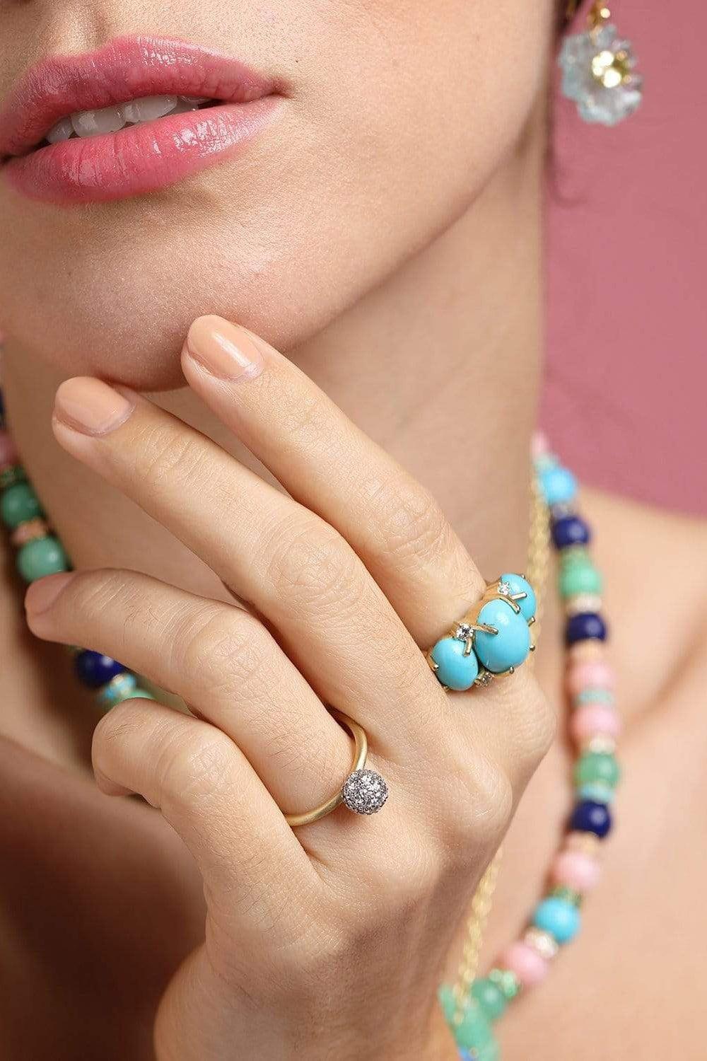 IRENE NEUWIRTH JEWELRY-Gemmy Gem Oval Kingman Turquoise Ring-YELLOW GOLD