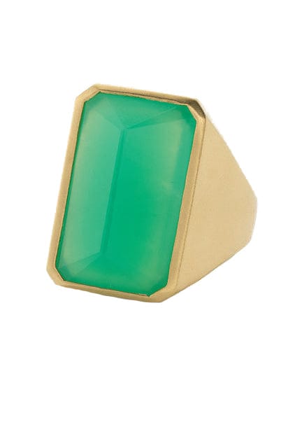 IRENE NEUWIRTH JEWELRY-Emerald Cut Chrysoprase Ring-YELLOW GOLD
