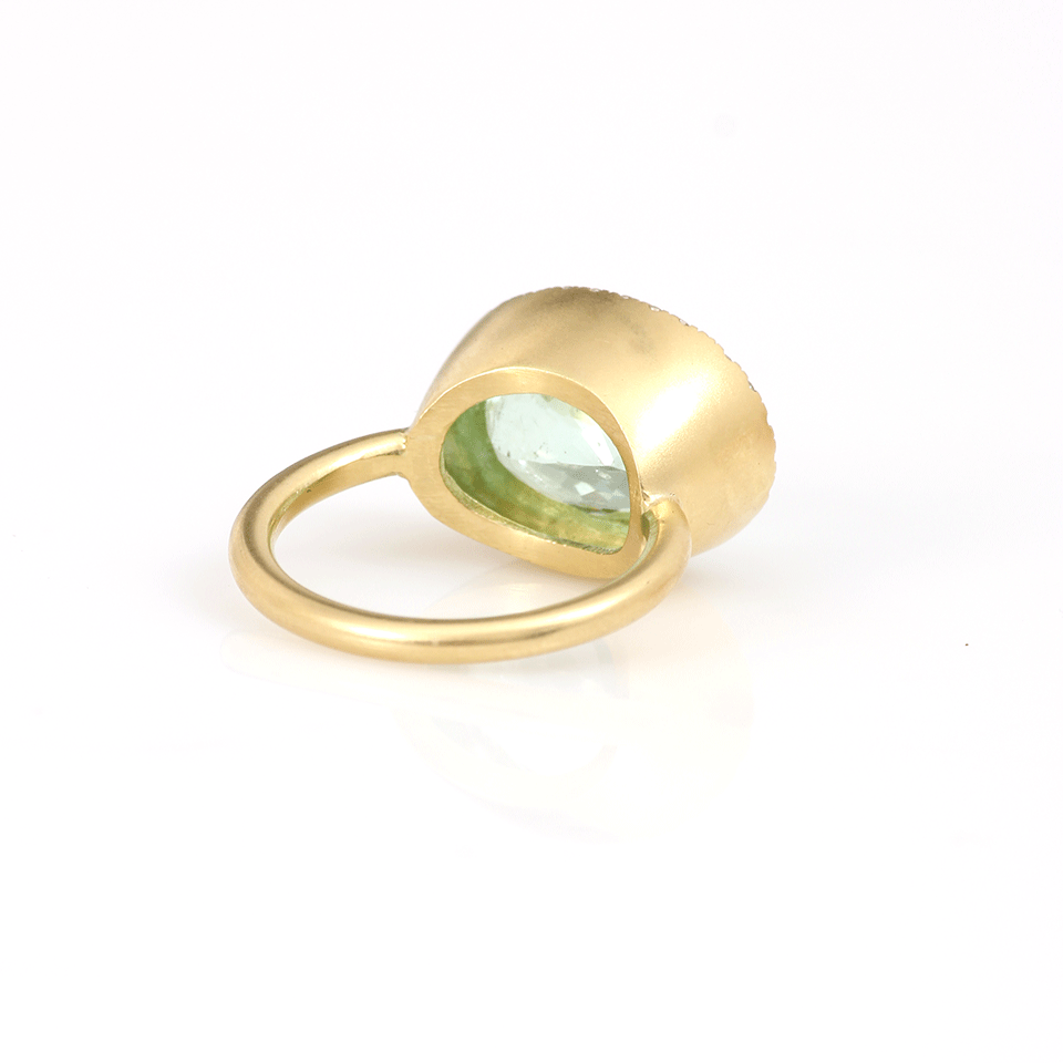 IRENE NEUWIRTH JEWELRY-Green Tourmaline Ring With Diamond Pave-YELLOW GOLD
