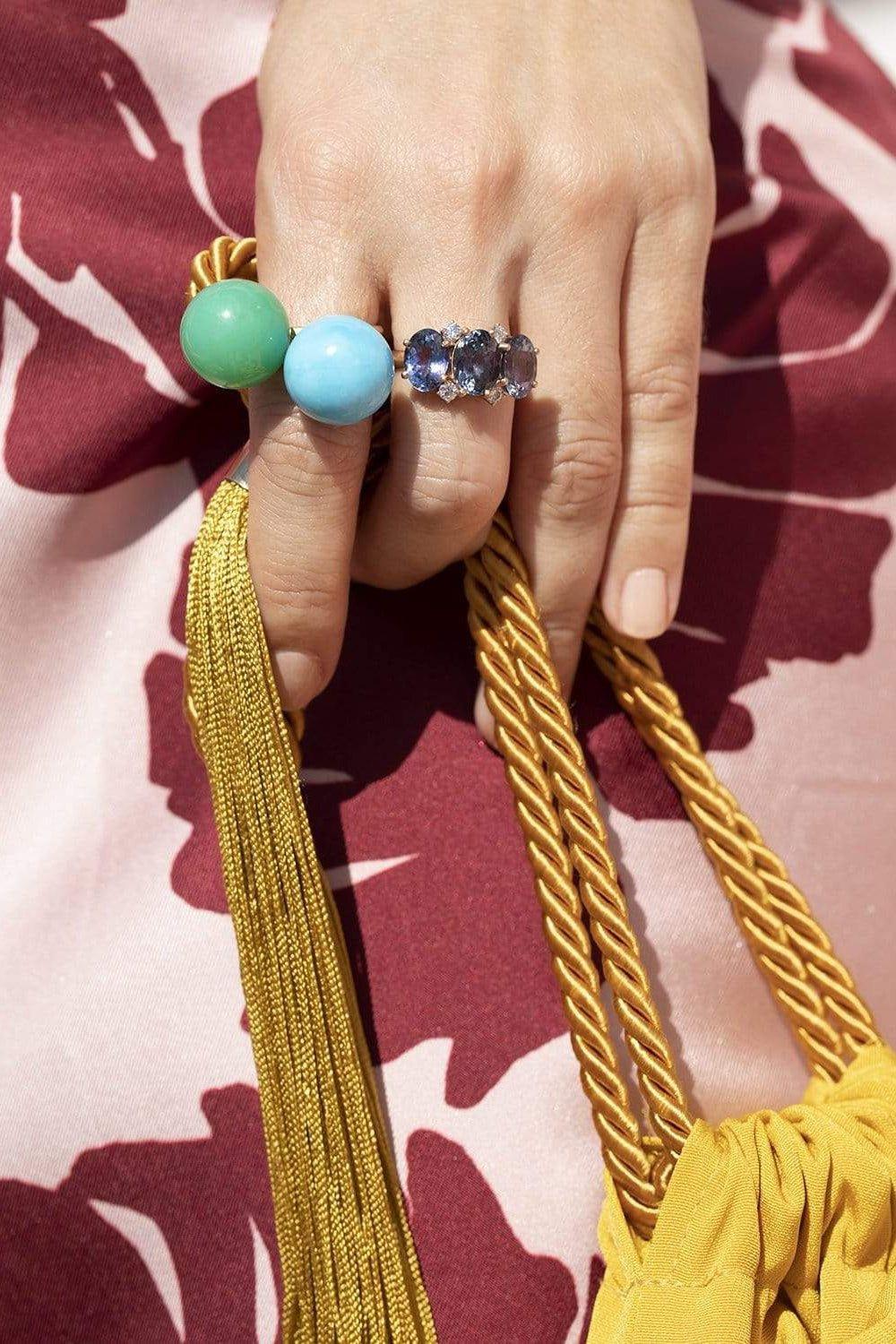 IRENE NEUWIRTH JEWELRY-Kingman Turquoise Sphere Ring-YELLOW GOLD
