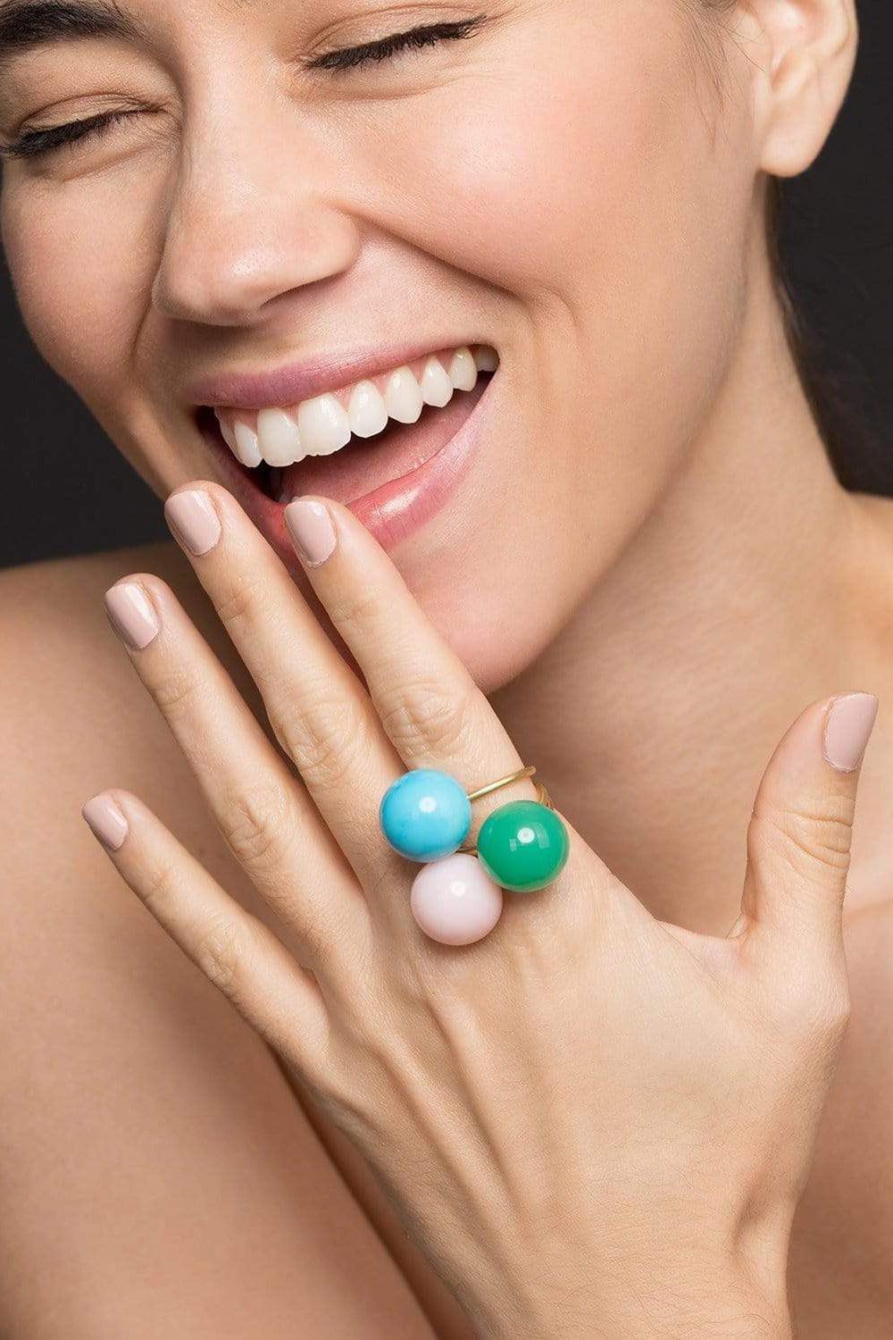 IRENE NEUWIRTH JEWELRY-Kingman Turquoise Sphere Ring-YELLOW GOLD