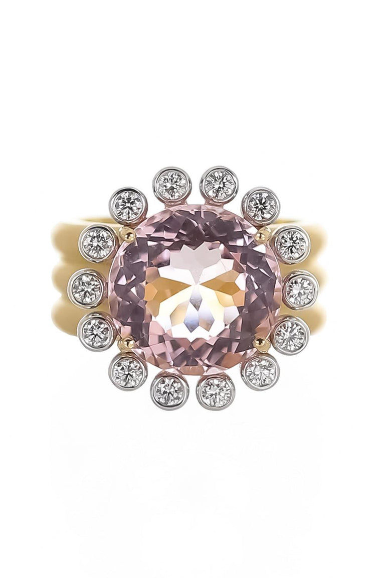 Morganite Diamond Heroic Triple Band Ring