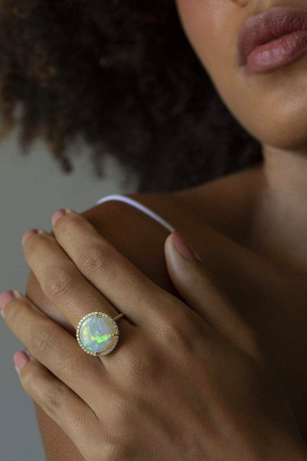 IRENE NEUWIRTH JEWELRY-Pave Round Ring - Opal-YELLOW GOLD