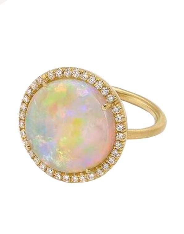 IRENE NEUWIRTH JEWELRY-Pave Round Ring - Opal-YELLOW GOLD