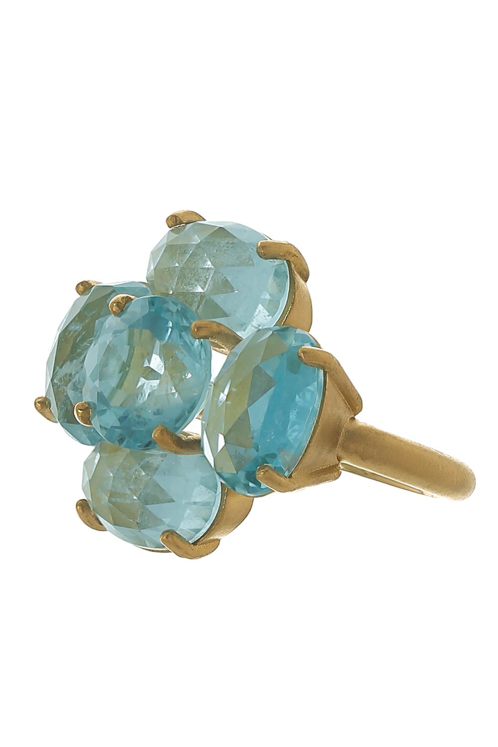 IRENE NEUWIRTH JEWELRY-Aquamarine Flower Ring-YELLOW GOLD