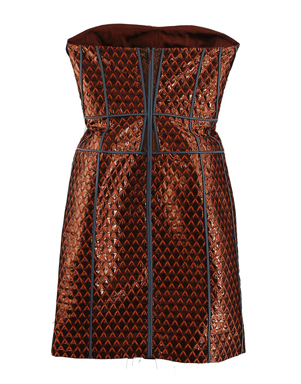 J MENDEL-Strapless Jacquard and Python Dress-FUCHSIA