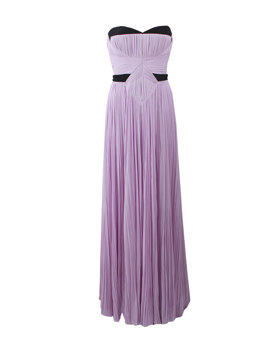 J MENDEL-Strapless Pleat Gown-LILAC