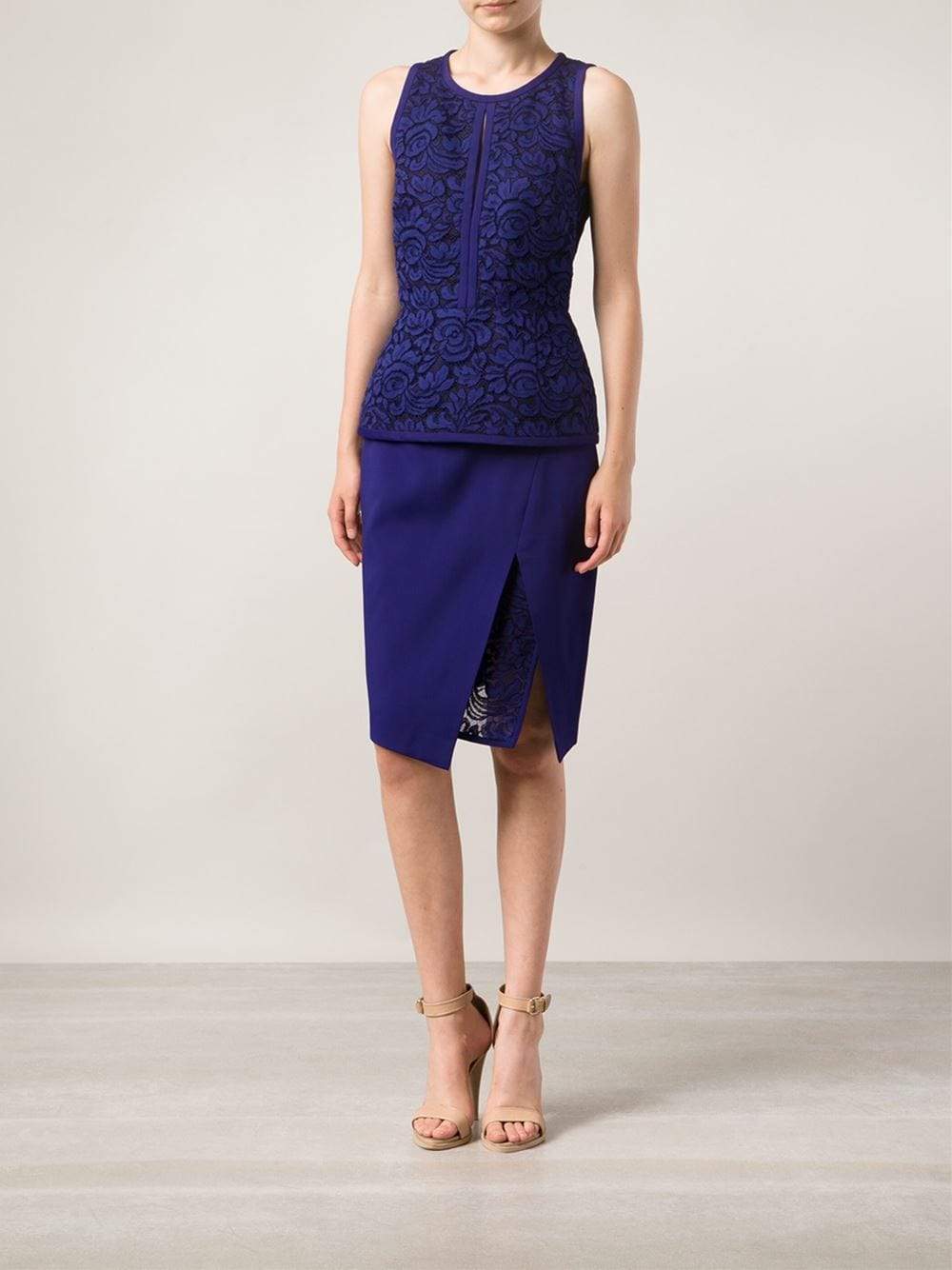 J MENDEL-Knee Length Asymmetrical Skirt-