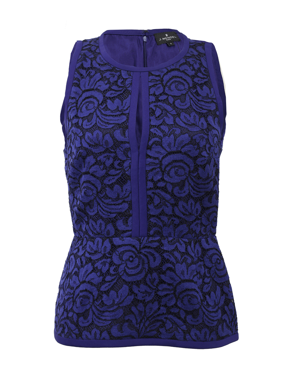 J MENDEL-Halter Top With Lace Embroidery-