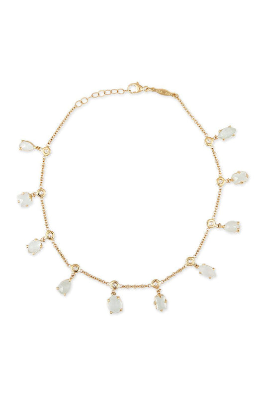 Aquamarine Shaker Anklet-YELLOW GOLD-JEWELRYFINE JEWELBRACELET O-JACQUIE AICHE