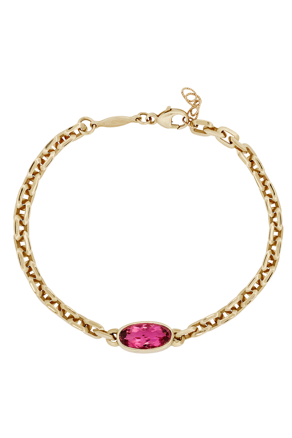 Oval Pink Tourmaline Bracelet-YELLOW GOLD-JEWELRYFINE JEWELBRACELET O-JACQUIE AICHE